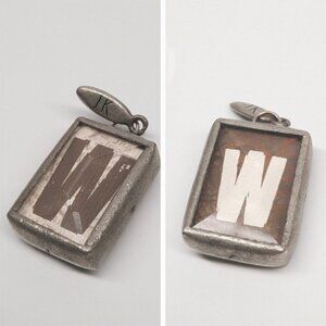 Jewel kade W letter initial 2 sided pendant charm A12